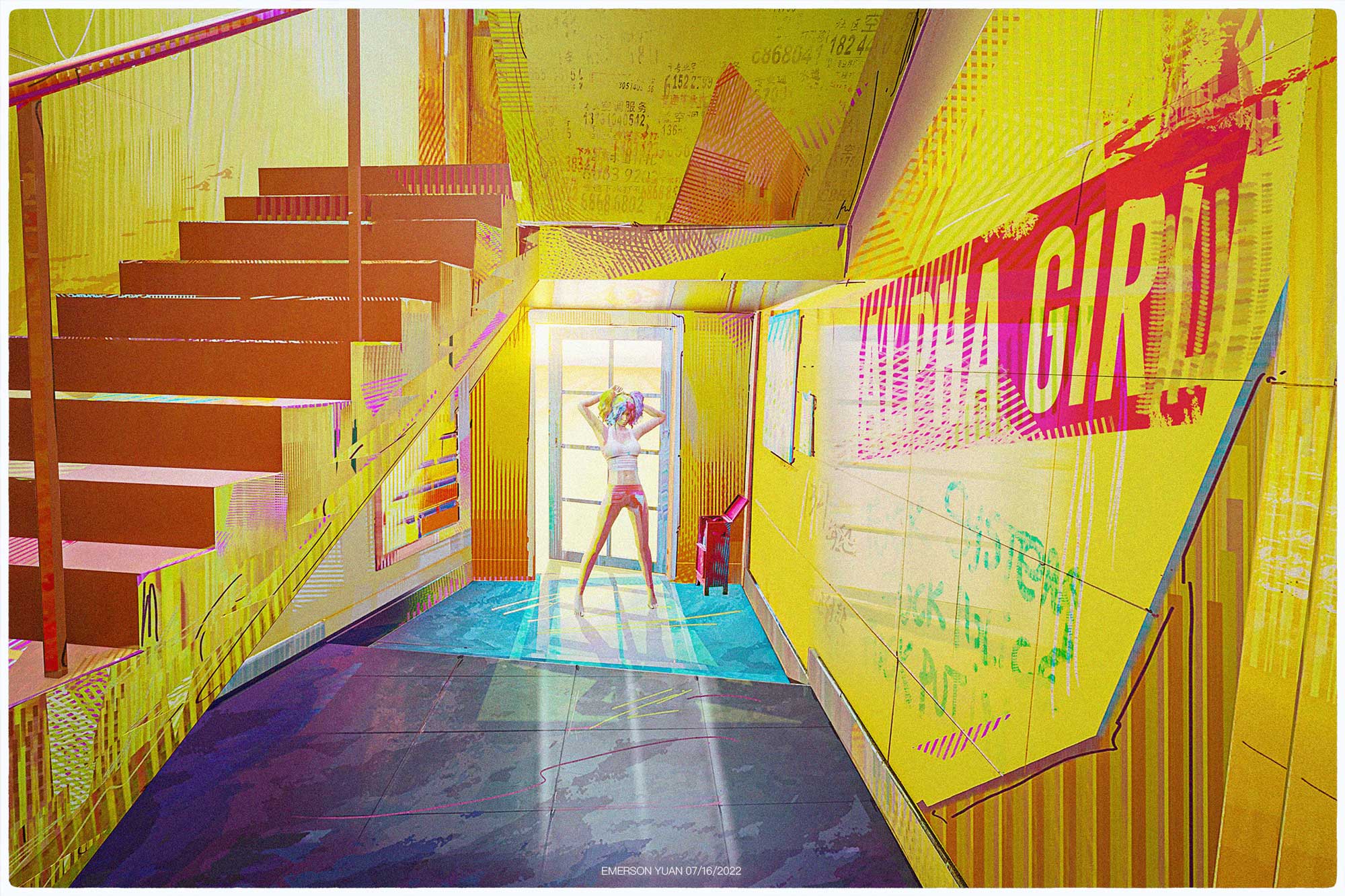 Alpha Girl painterly interior, alternate