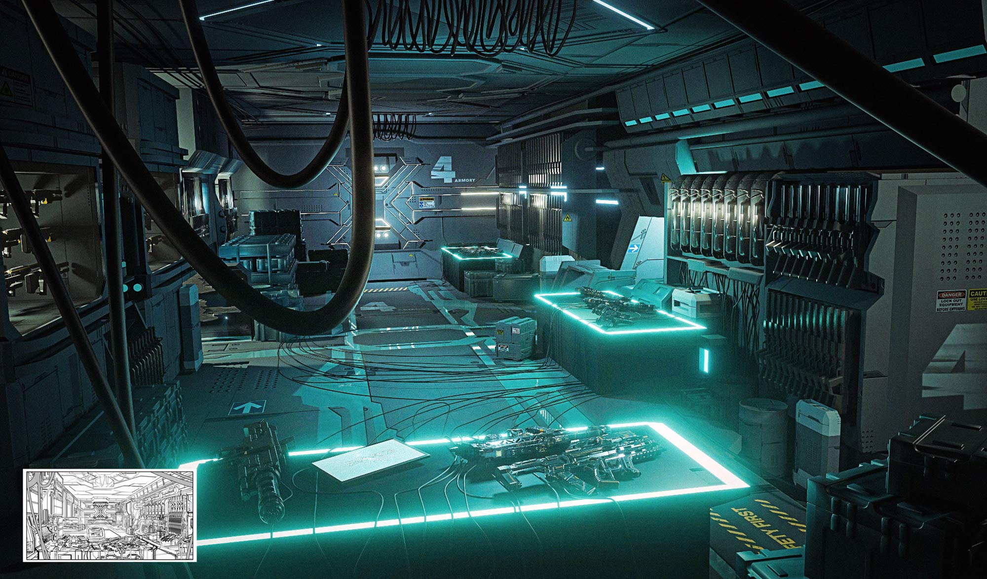 Steampunk armory environment