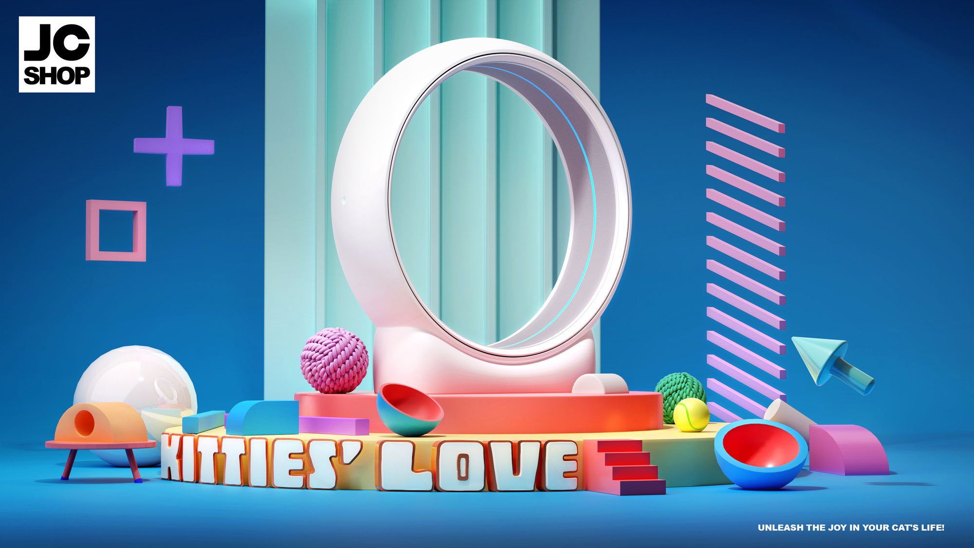 Catwheel Kitties' Love key visual, blue
